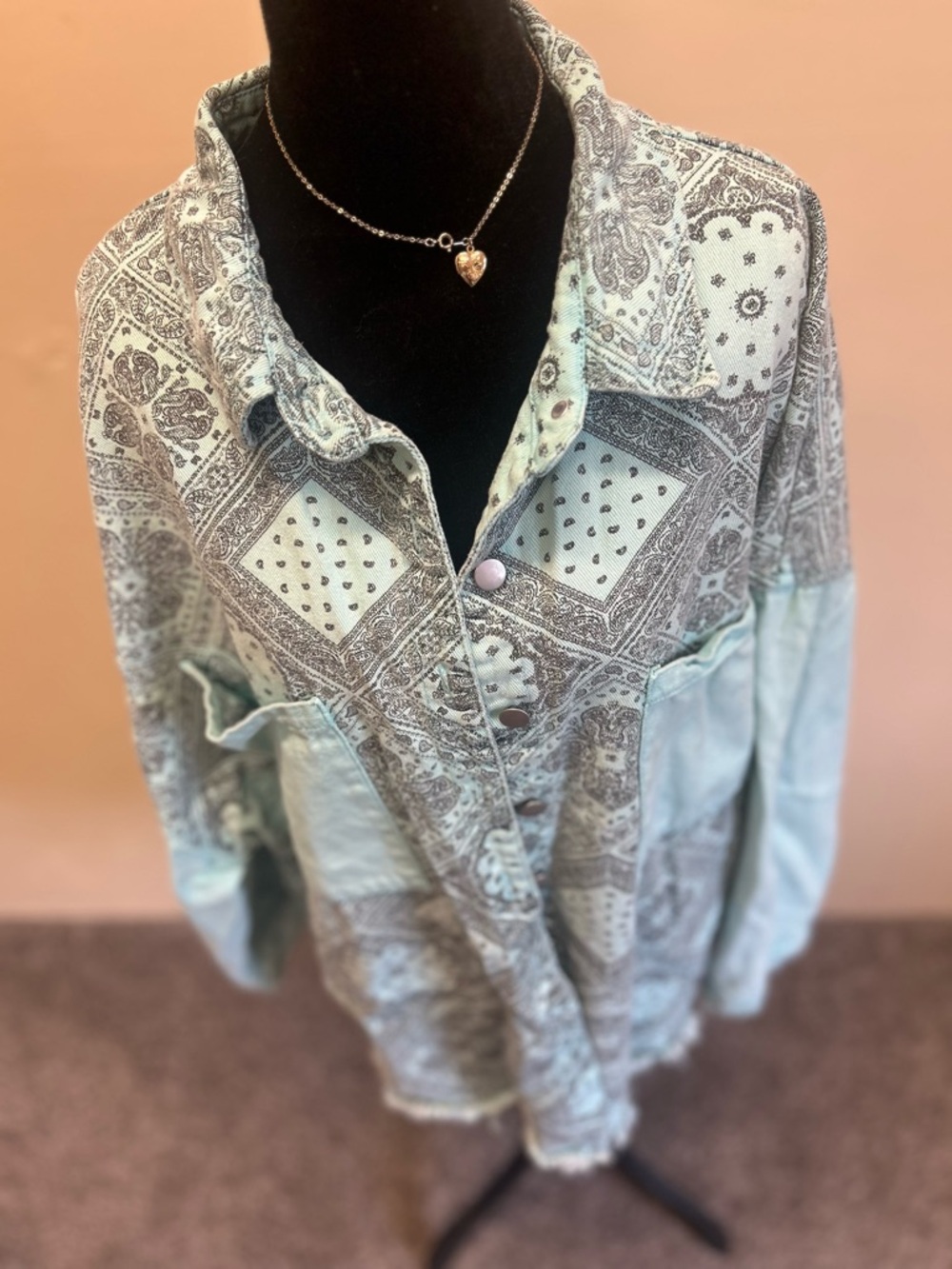 POL Mint Patchwork Paisley Button-Front Shirt Perfect Condition Worn once XLX